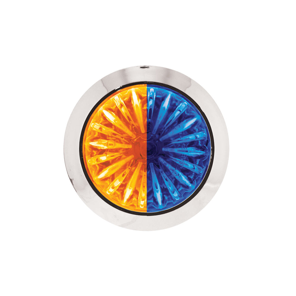 4 LED 3/4" MINI WATERMELON AMBER/BLUE LIGHT WITH CLEAR LENS (CLEARANCE/MARKER)