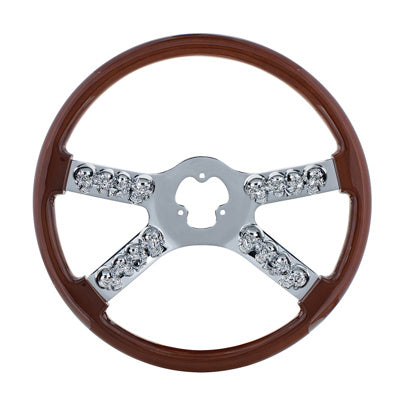 18" Chrome Steering Wheel With Skull Accent Colors