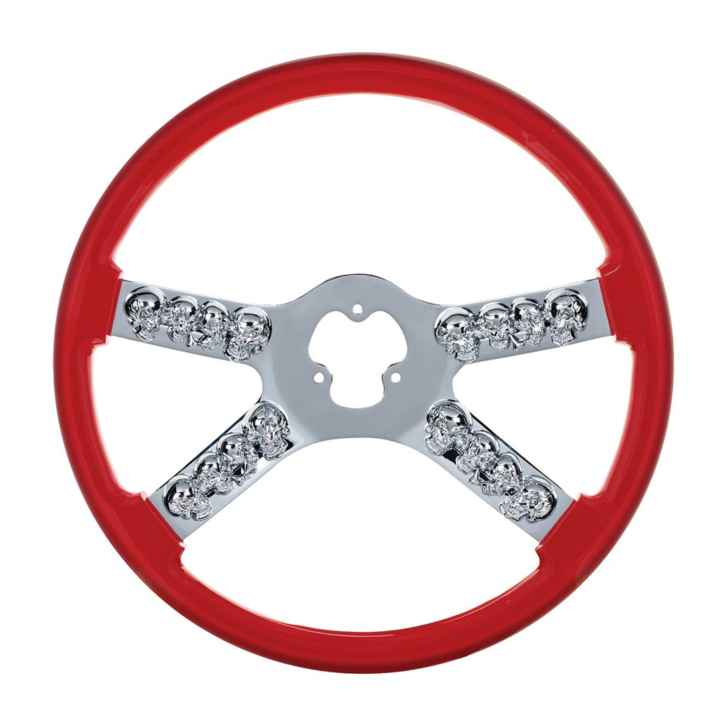 18" Chrome Steering Wheel With Skull Accent Colors