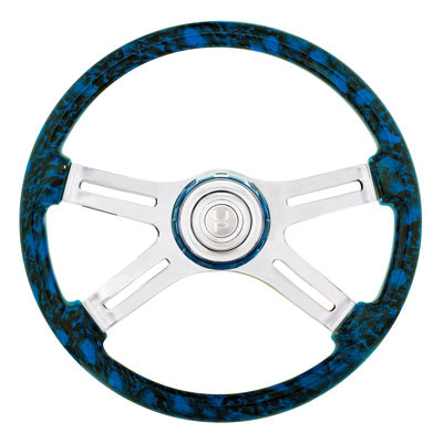 18" 4 Spoke Skull Steering Wheel With Matching Skull Horn Bezel