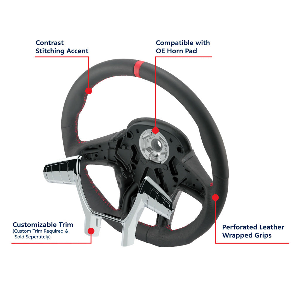 18" YourGrip GT PRO Leather Steering Wheel For 2012-2021 Peterbilt 579 & 2013-2021 Kenworth T680