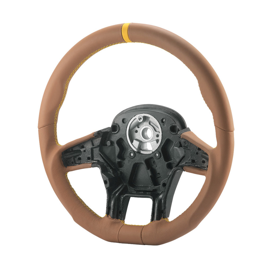18" YourGrip GT PRO Leather Steering Wheel For 2012-2021 Peterbilt 579 & 2013-2021 Kenworth T680-Brown