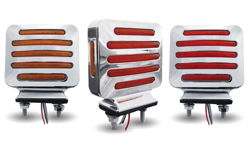 AMBER/RED TURN & MARKER FLATLINE DOUBLE FACE SQUARE LED LIGHT - 80 DIODES