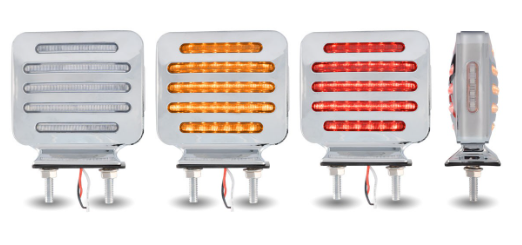CLEAR AMBER/RED TURN & MARKER FLATLINE DOUBLE FACE SQUARE LED LIGHT - 80 DIODES