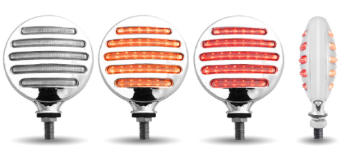 CLEAR AMBER/RED TURN & MARKER DOUBLE FACE ROUND FLATLINE LED LIGHT - 72 DIODES