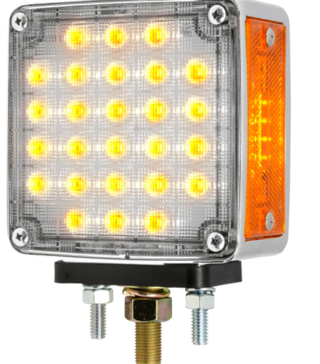 SQUARE DOUBLE FACE SMART DYNAMIC LED PEDESTAL LIGHT AMBER/CLEAR RED/CLEAR - TWIN PACK