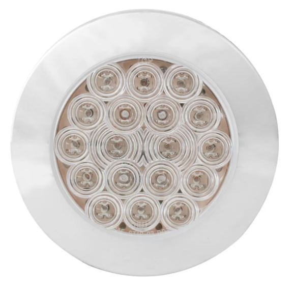 4″ FLEET FLAT SURFACE MOUNT LED LIGHT WITH CHROME TWIST & LOCK BEZEL 3 WIRES - PARK/TURN/CLEARANCE - AMBER/CLEAR
