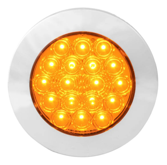 4″ FLEET FLAT SURFACE MOUNT LED LIGHT WITH CHROME TWIST & LOCK BEZEL 3 WIRES - PARK/TURN/CLEARANCE - AMBER/AMBER