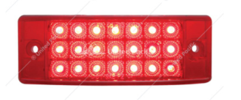 21 LED REFLECTOR RECTANGULAR LIGHT CLEARANCE/MARKER - RED LED/RED LENS