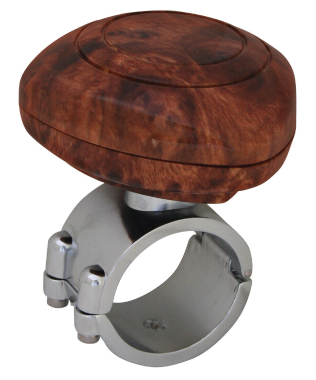 Matte Brown Wood Plastic Steering Wheel Spinner