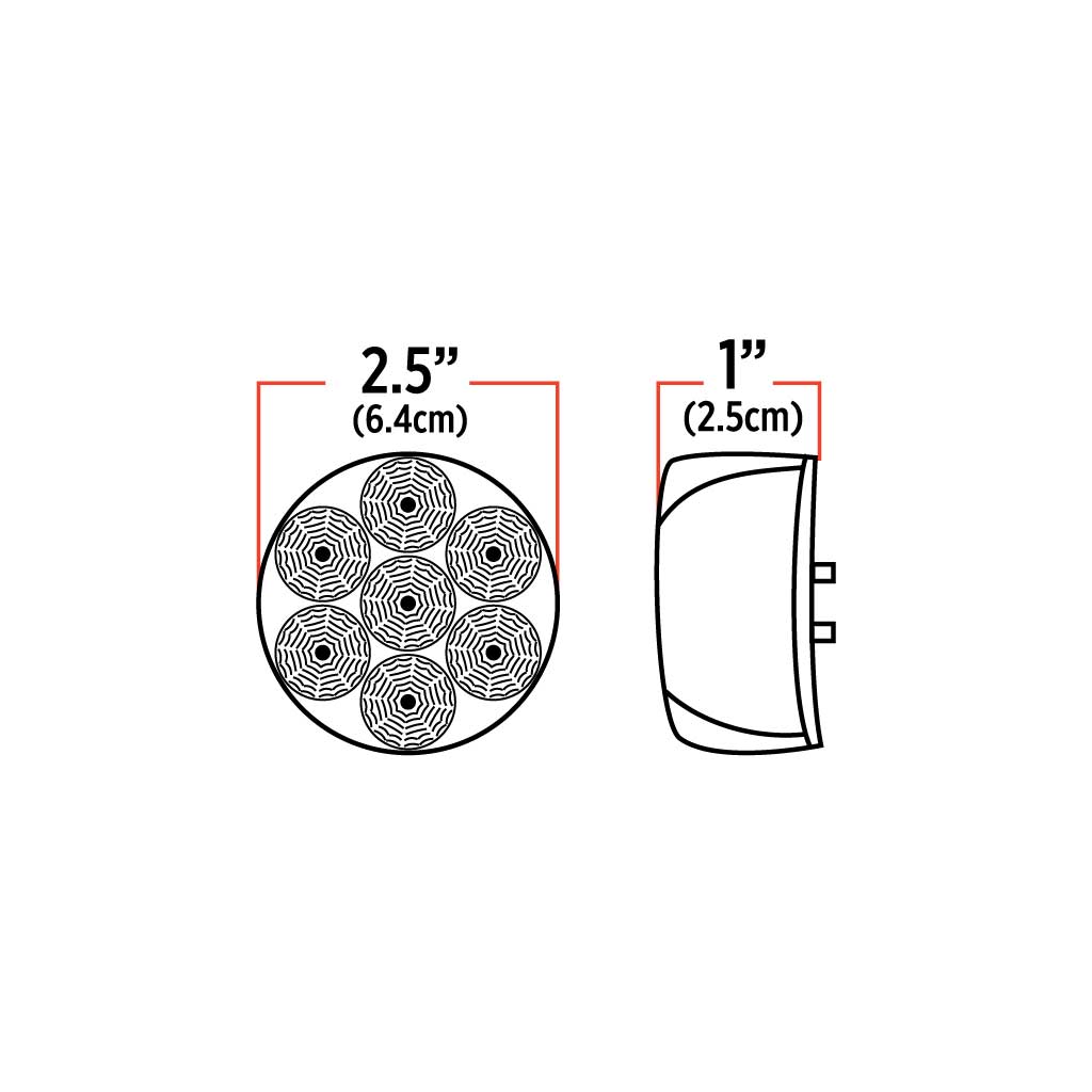 2.5″ Red Marker to Purple Auxiliary Round LED Light – 7 Diodes