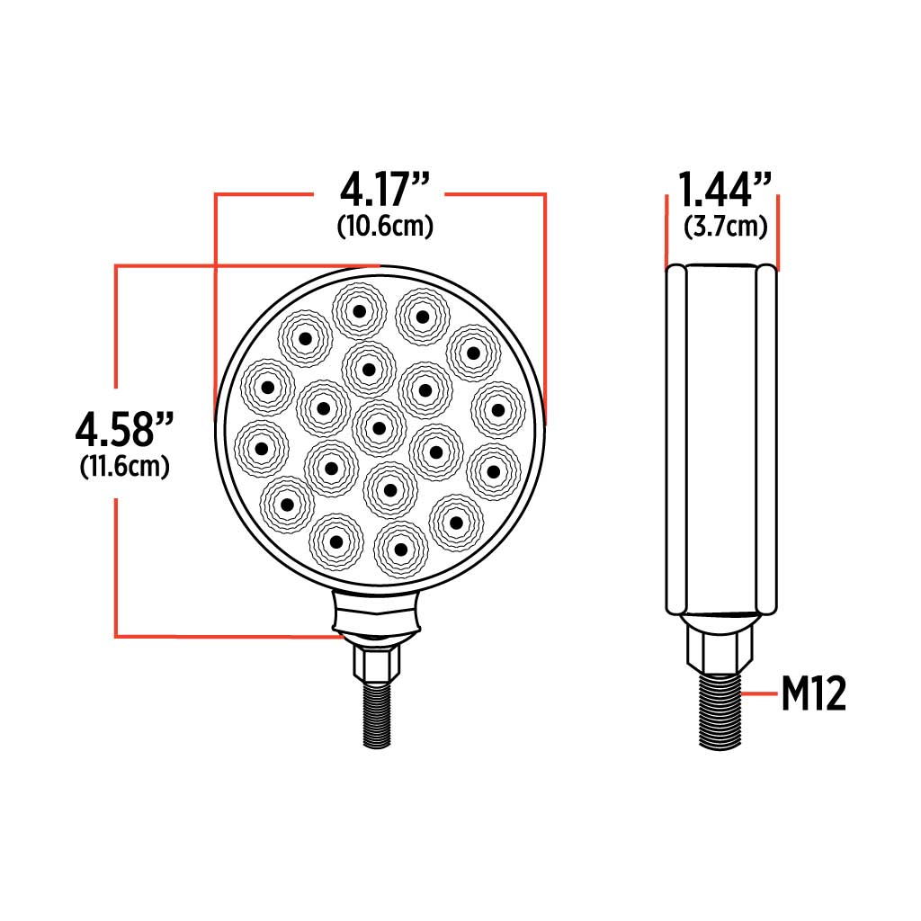 Clear Amber/Red Turn & Marker Double Face Round reflector LED Light - 38 Diodes