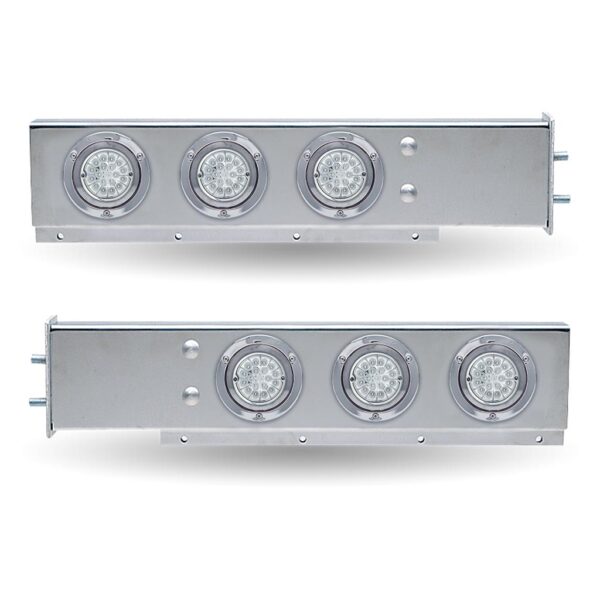 30″ Dual LED Mud Flap Hangers – 2 1/2″ Bolt Spacing | Star-Burst Watermelon LEDs (Clear Lens)