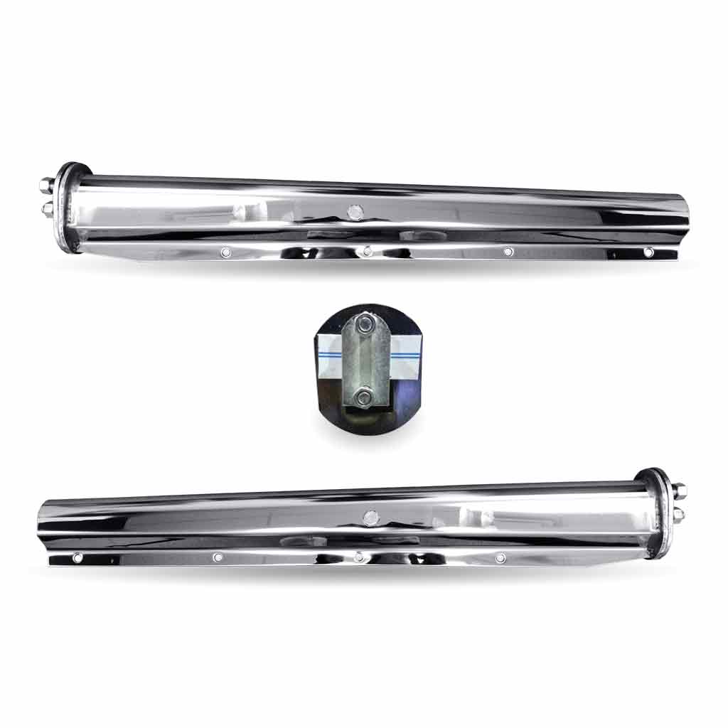 30″ Mud Flap Hangers with Dual Back Plate – 1 1/8″ Bolt Spacing | Stainless Steel