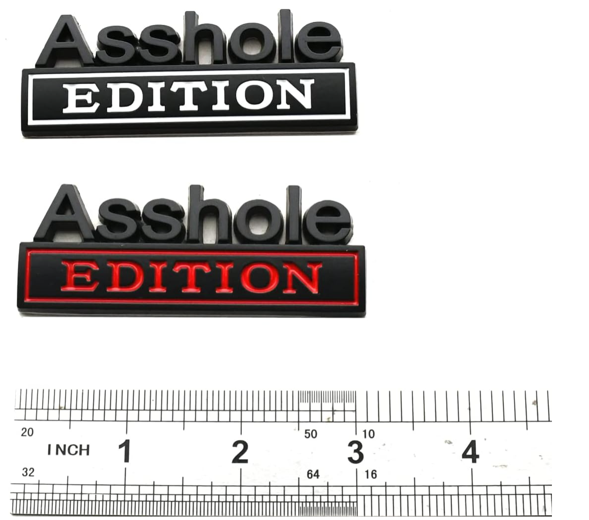 Two Pack Ass hole Edition Emblems 3D Front Hood Side Metal Auto Badge (Black)