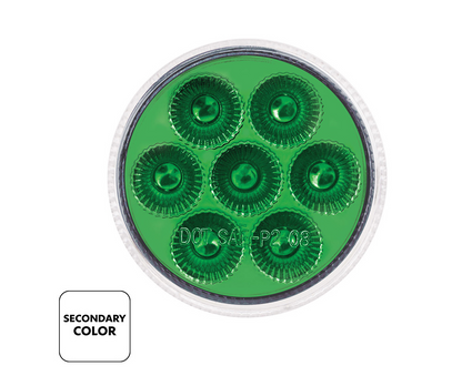 7 LED 2" Round Double Fury Light (Clearance/Marker) Amber & Green LED/Clear Lens