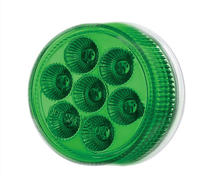 7 LED 2" Round Double Fury Light (Clearance/Marker) Amber & Green LED/Clear Lens