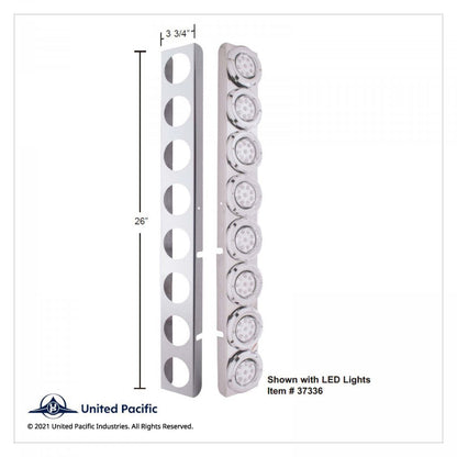 SS Rear Air Cleaner Bracket With 16X 9 LED 2" Reflector Lights & Bezels For Peterbilt-Red LED/Clear Lens