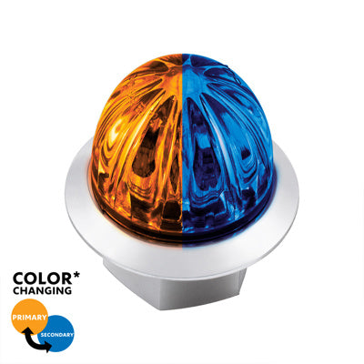 4 LED 3/4" MINI WATERMELON AMBER/BLUE LIGHT WITH CLEAR LENS (CLEARANCE/MARKER)