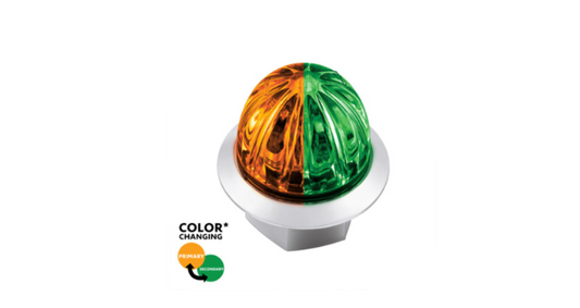 4 LED 3/4" Mini Watermelon Double Fury Light With Clear Lens (Clearance/Marker) - Amber & Green LED
