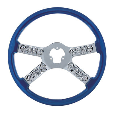 18" Chrome Steering Wheel With Skull Accent Colors