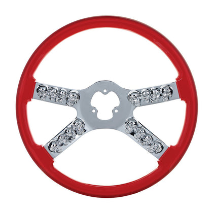 18" Chrome Steering Wheel With Skull Accent Colors