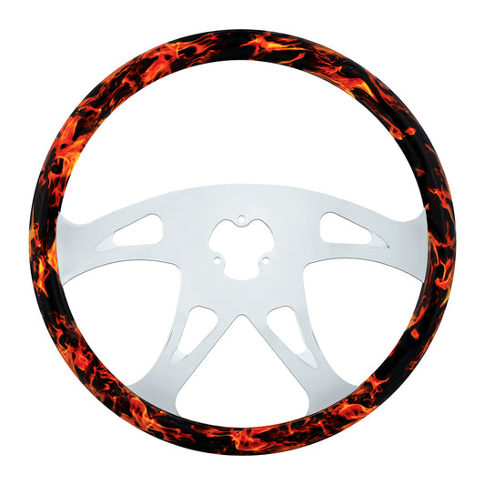 18" Flame Steering Wheel With Hydro-dip Finish Wood - Boss