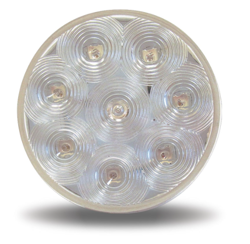 4" CLEAR RED STOP, TURN & TAIL ROUND LED LIGHT - 8 DIODES