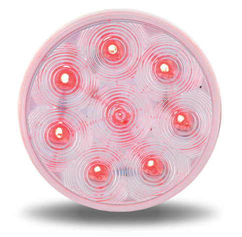 4" CLEAR RED STOP, TURN & TAIL ROUND LED LIGHT - 8 DIODES