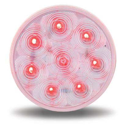 4" CLEAR RED STOP, TURN & TAIL ROUND LED LIGHT - 8 DIODES