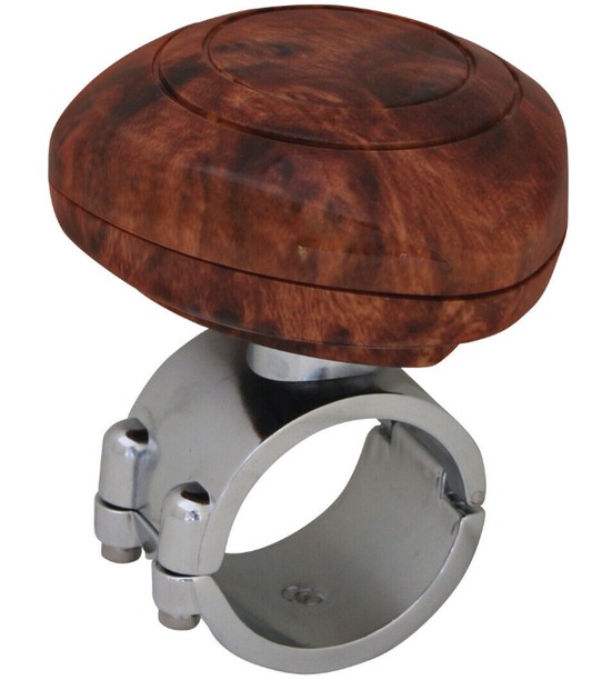 Glossy Brown Wood Plastic Steering Wheel Spinner