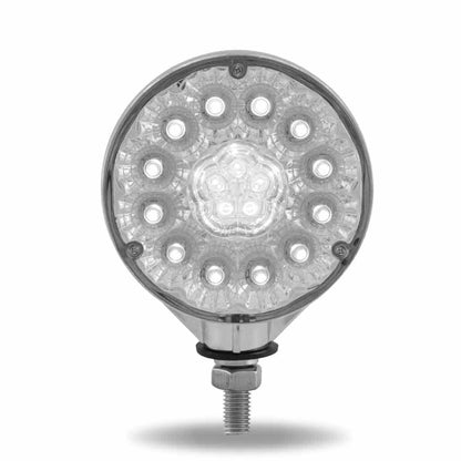 CLEAR AMBER/CLEAR RED TURN SIGNAL & MARKER DOUBLE FACE ROUND SUPER DIODE LED LIGHT - 34 DIODES
