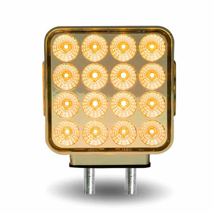Amber/Red Turn & Marker Square Reflector Double Face LED Light – Double Post | 38 Diodes | Clear Lens