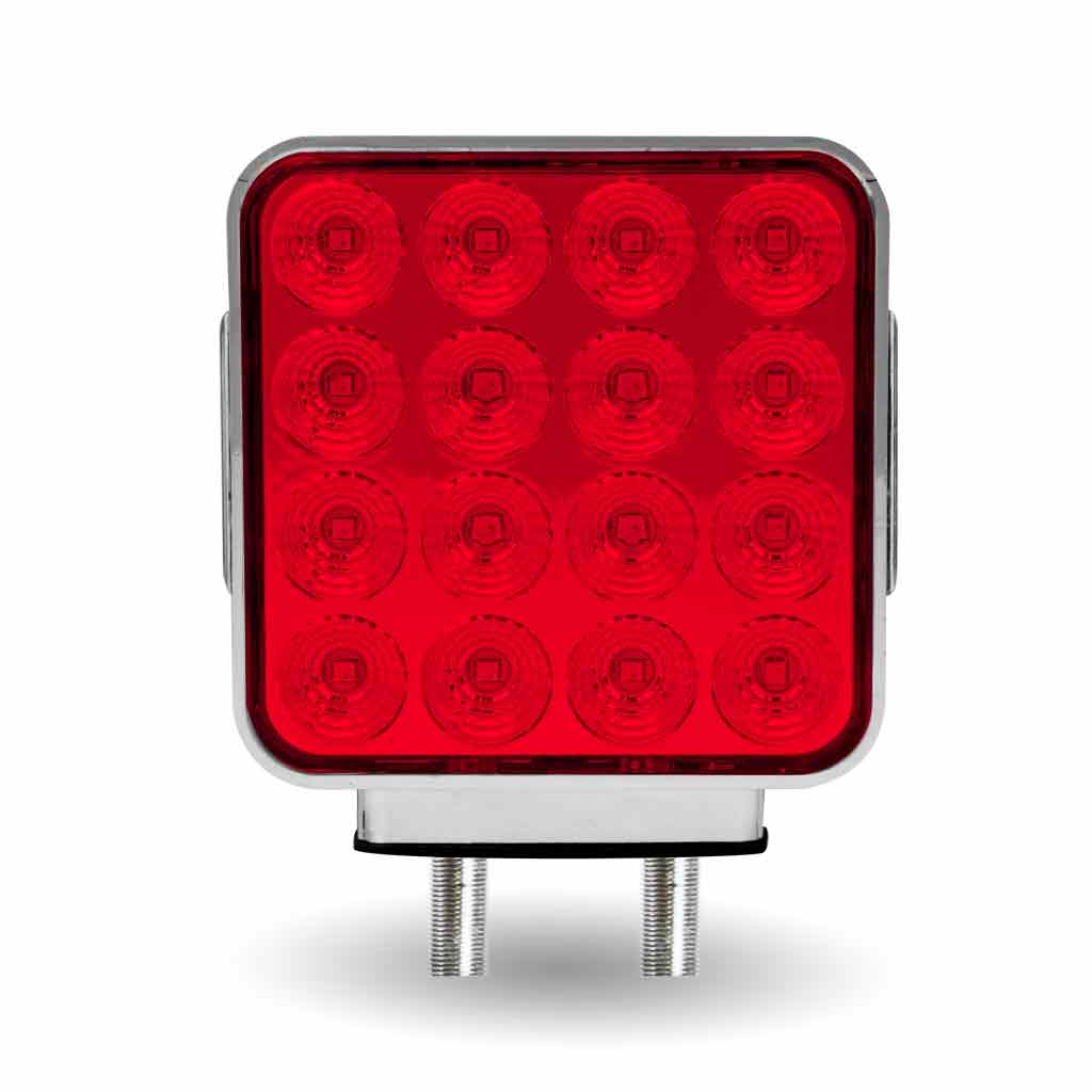 Amber/Red Turn & Marker Square Reflector Double Face LED Light – Double Post | 38 Diodes | Amber/Red Lens