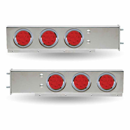 30″ LED Mud Flap Hangers – 3 3/4″ Bolt Spacing | 4″ LEDs (Red Lens) | Stainless Steel