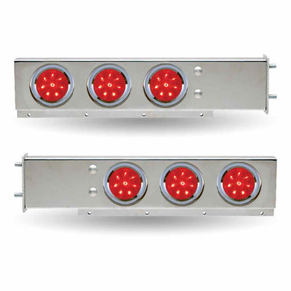 30″ LED Mud Flap Hangers – 3 3/4″ Bolt Spacing | 4″ LEDs (Red Lens) | Stainless Steel