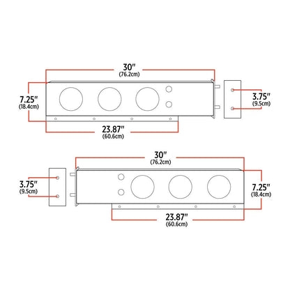 30″ LED Mud Flap Hangers – 3 3/4″ Bolt Spacing | 4″ LEDs (Red Lens) | Stainless Steel