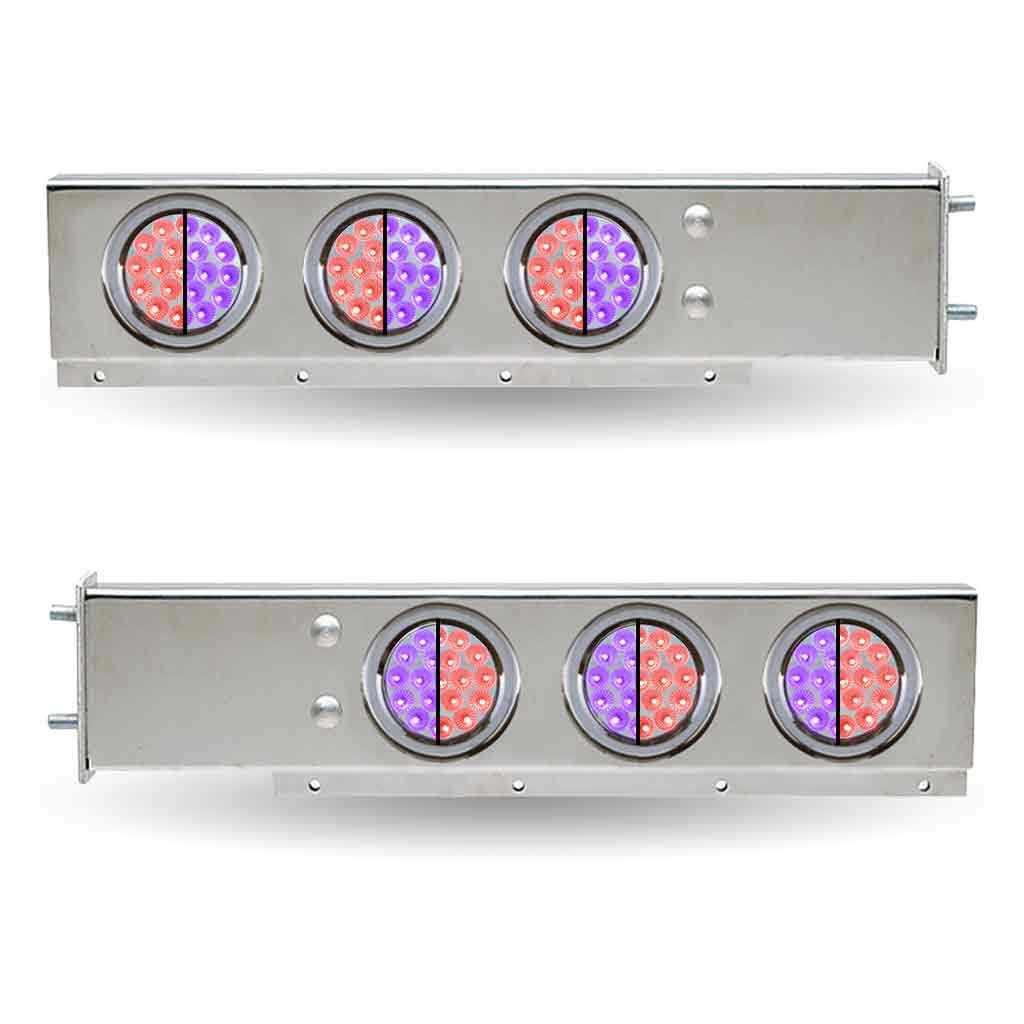 30″ Dual LED Mud Flap Hangers – 3 3/4″ Bolt Spacing | 4″ Color Changing LEDs (Clear Lens) | Stainless Steel