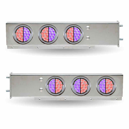 30″ Dual LED Mud Flap Hangers – 3 3/4″ Bolt Spacing | 4″ Color Changing LEDs (Clear Lens) | Stainless Steel