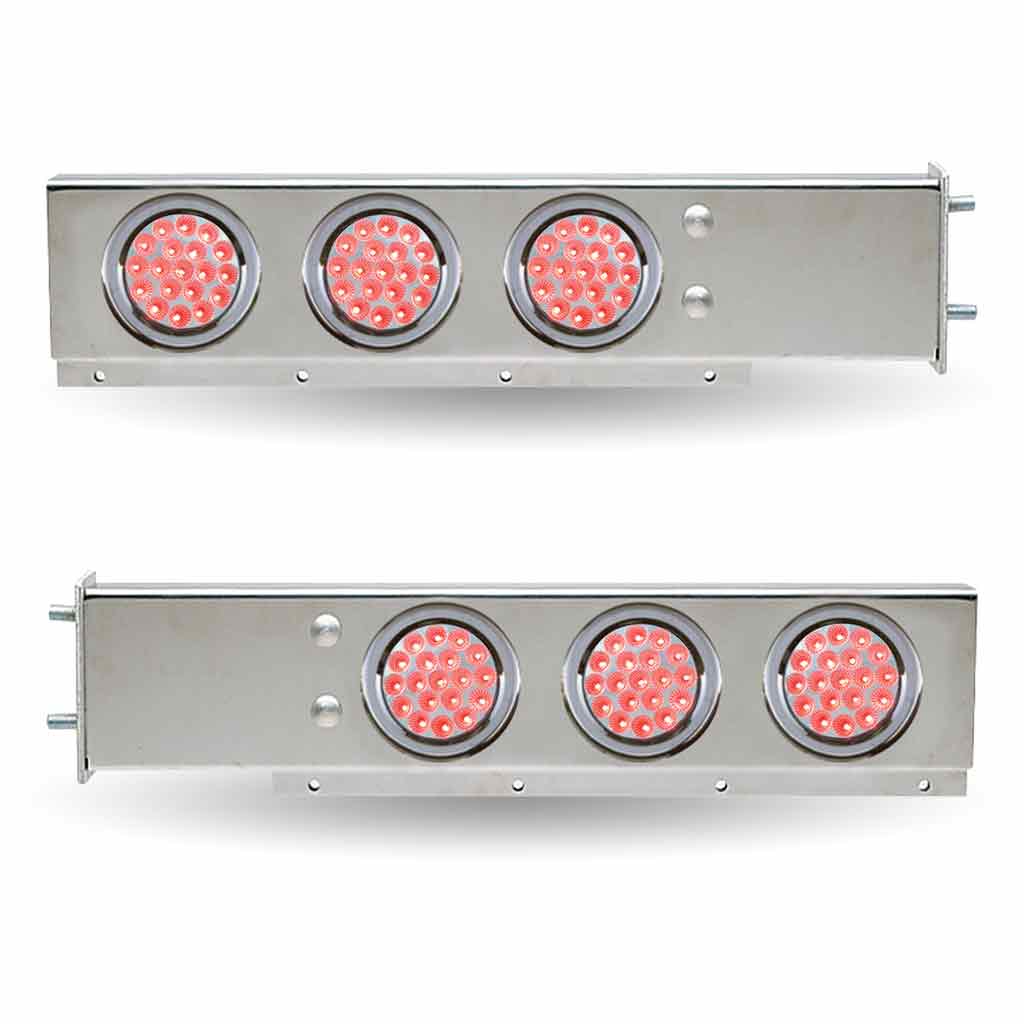 30″ Dual LED Mud Flap Hangers – 3 3/4″ Bolt Spacing | 4″ Color Changing LEDs (Clear Lens) | Stainless Steel