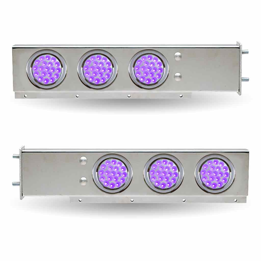 30″ Dual LED Mud Flap Hangers – 3 3/4″ Bolt Spacing | 4″ Color Changing LEDs (Clear Lens) | Stainless Steel