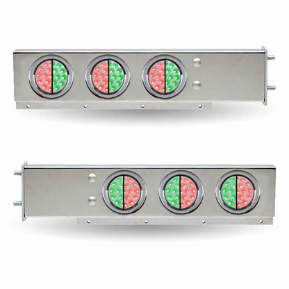 30″ Dual LED Mud Flap Hangers – 3 3/4″ Bolt Spacing | 4″ Color Changing LEDs (Clear Lens) | Stainless Steel