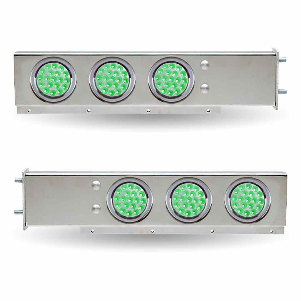 30″ Dual LED Mud Flap Hangers – 3 3/4″ Bolt Spacing | 4″ Color Changing LEDs (Clear Lens) | Stainless Steel