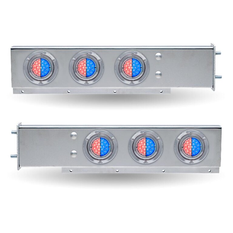 30″ Dual LED Mud Flap Hangers – 3 3/4″ Bolt Spacing | Star-Burst Watermelon LEDs (Clear Lens)