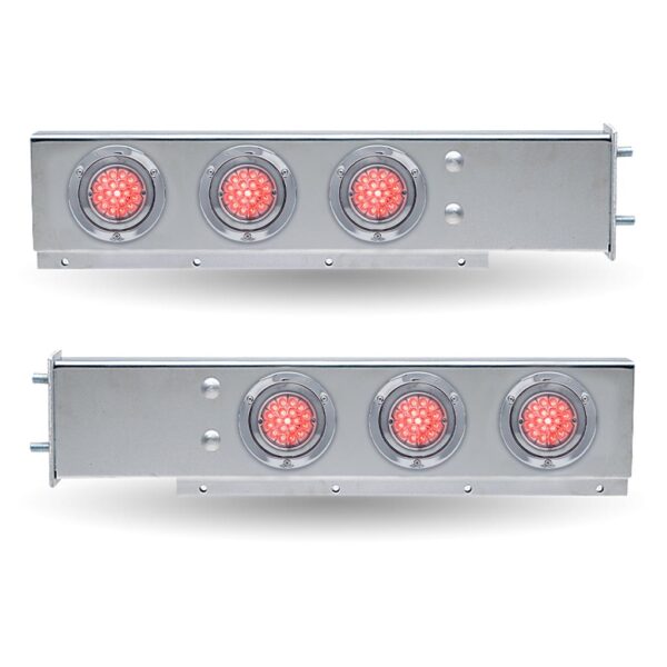30″ Dual LED Mud Flap Hangers – 3 3/4″ Bolt Spacing | Star-Burst Watermelon LEDs (Clear Lens)