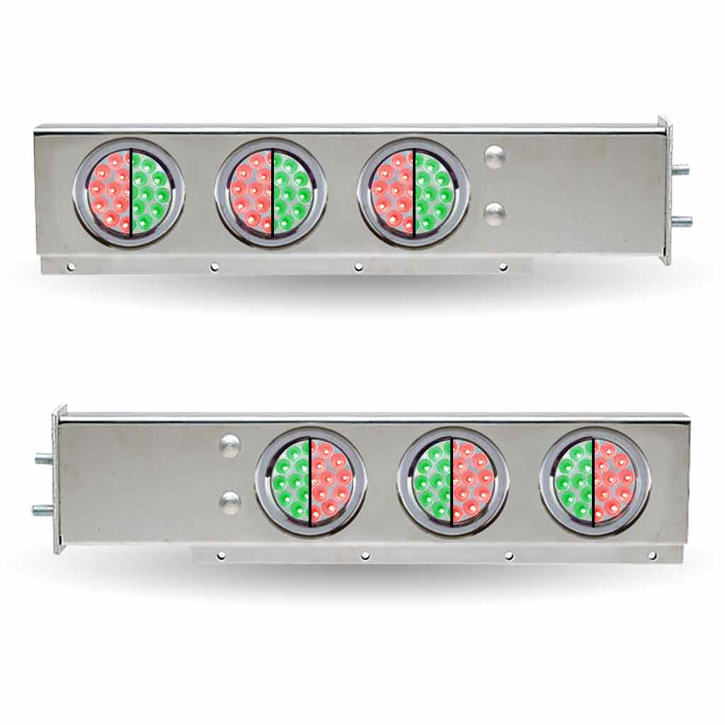 30″ Dual LED Mud Flap Hangers – 2 1/2″ Bolt Spacing | 4″ Dual LEDs (Clear Lens) | Stainless Steel