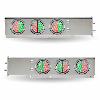 30″ Dual LED Mud Flap Hangers – 2 1/2″ Bolt Spacing | 4″ Dual LEDs (Clear Lens) | Stainless Steel