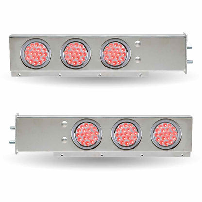 30″ Dual LED Mud Flap Hangers – 2 1/2″ Bolt Spacing | 4″ Dual LEDs (Clear Lens) | Stainless Steel