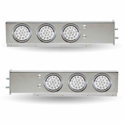 30″ Dual LED Mud Flap Hangers – 2 1/2″ Bolt Spacing | 4″ Dual LEDs (Clear Lens) | Stainless Steel