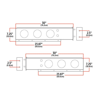 30″ Dual LED Mud Flap Hangers – 2 1/2″ Bolt Spacing | 4″ Dual LEDs (Clear Lens) | Stainless Steel